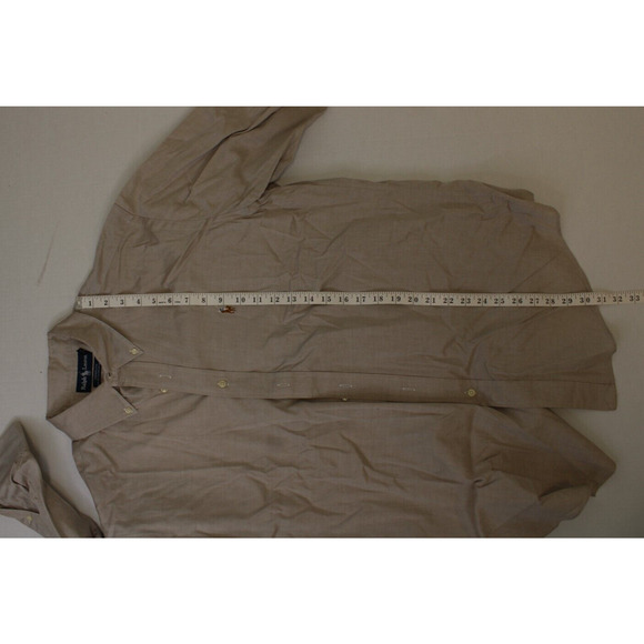 Polo Ralph Lauren Shirt Men Size 16-35 Beige Long Sleeve Button Down Cotton - Picture 7 of 7